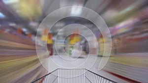 Shopping cart fast motion timelapse in the supermarket