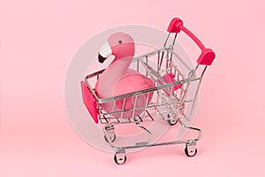 shopping cart with flamingo