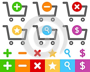 Shopping Cart Flat Icons Set photo