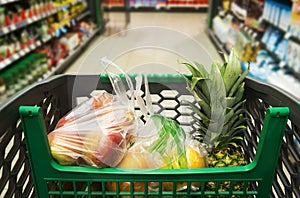 Shopping cart with fruit
