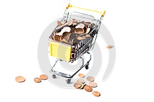 Shopping cart full of coins photo