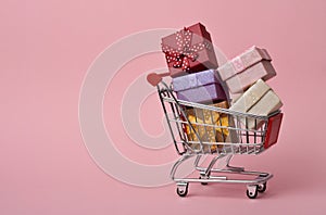 Shopping cart full of gifts