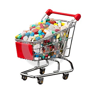 Shopping cart full of pills