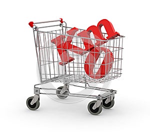 Shopping cart full of zero kilometers symbol
