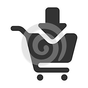 Shopping cart glyph vector icon