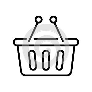 Shopping cart with handles up line icon vector illustration. Supermarket basket goods purchase