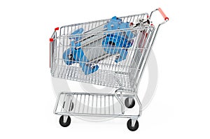 Shopping cart with horizontal multistage pump. 3D rendering