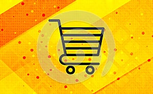 Shopping cart icon abstract digital banner yellow background