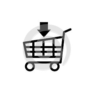 Shopping cart icon black and white