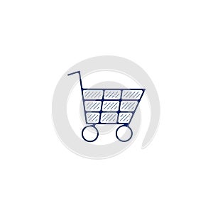Shopping Cart icon. Cart hand drawn pen style line icon
