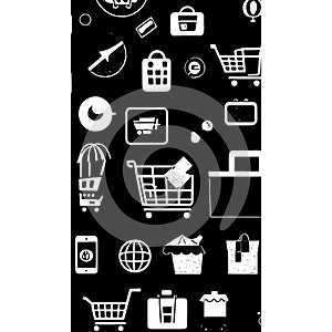 Shopping cart icon e-commerce icons black line art isolated on white