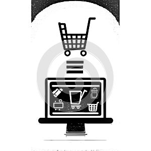 Shopping cart icon e-commerce icons black line art isolated on white