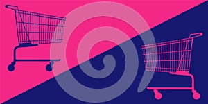 Shopping cart icon empty copy space isolated trolley vector
