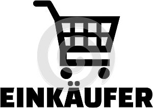 Shopping cart icon with german purchaser job title photo