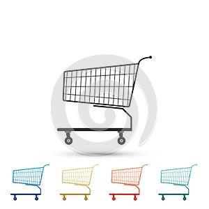 Shopping cart icon isolated on white background. Set elements in colored icons. Flat design. Vector
