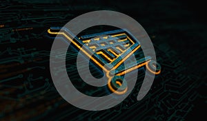 Shopping cart icon online commerce and business symbol digital concept 3d illustration