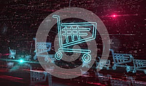 Shopping cart icon online commerce and business symbol digital concept 3d illustration