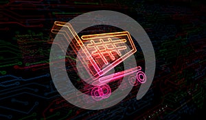 Shopping cart icon online commerce and business symbol digital concept 3d illustration