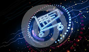 Shopping cart icon online commerce and business symbol digital concept 3d illustration