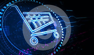 Shopping cart icon online commerce and business symbol digital concept 3d illustration