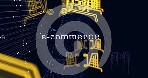 Shopping cart icon online commerce and business symbols loop cyber concept