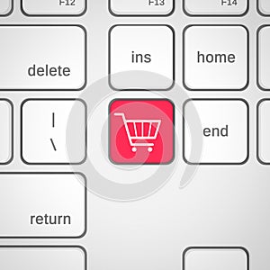 Shopping cart icon on keyboard key