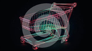 A shopping cart icon representing the use of retail data in big data analysis created with Generative AI