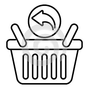 Shopping cart icon with return arrow for online store interface