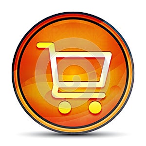 Shopping cart icon shiny bright orange round button illustration