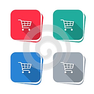 Shopping cart icon on square button