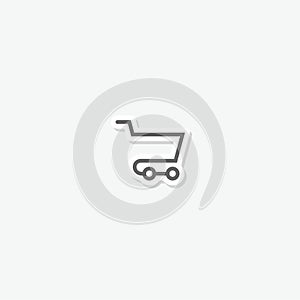 Shopping cart icon sticker isolated on gray background