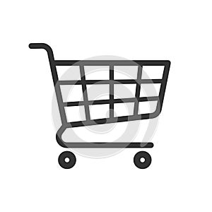Shopping cart icon symbol. Flat shape trolley web store button. Online shop logo sign. Vector illustration image.