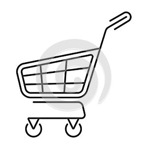 Shopping cart icon vector. Online shopping, buy and put in bag sign for store website. Mini-market, shopping symbol in outline