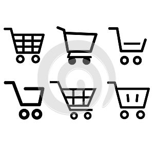 Shopping cart icon vector set. Supermarket illustration sign collection. Shopping symbol or logo.