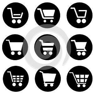 Shopping cart icon vector set. Supermarket illustration sign collection. Shopping symbol or logo.
