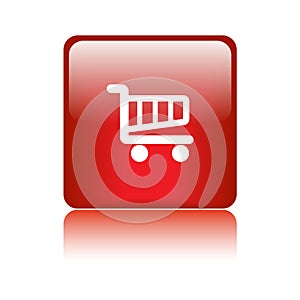 Shopping cart icon web button red