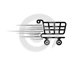 Shopping Cart icon on white background, flat design, Global online shopping concept.