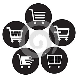 Shopping cart icons black and white
