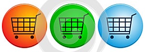 Shopping cart icons buttons on white