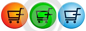 Shopping cart icons buttons on white