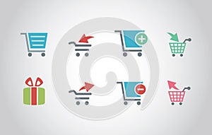 Shopping Cart Icons with Flat Style
