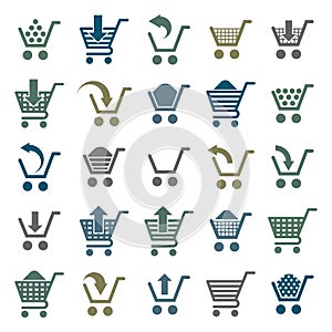 Shopping cart icons isolated on white background