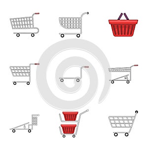 Shopping cart icons set, flat style