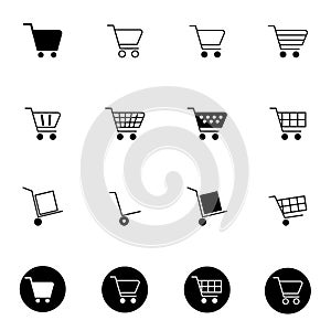 Shopping cart icons set vector illustration