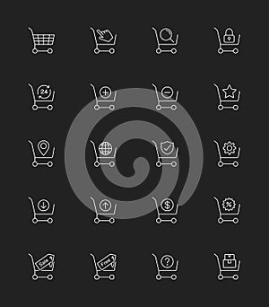 Shopping Cart icons, Thin line - Vector Illustration