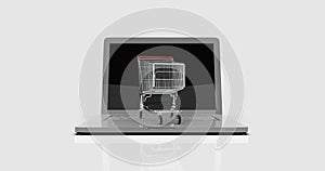 Shopping Cart on Laptop, E-commerce