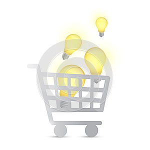 Shopping cart and light bulbs photo