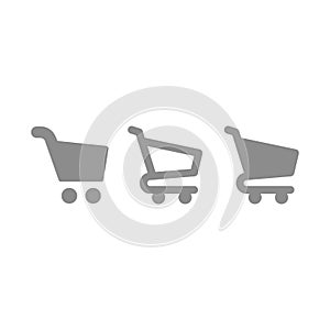Shopping cart line and fill vector icon set