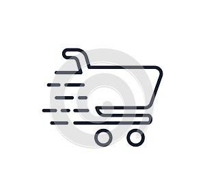 Shopping cart line icon. Fast buy. Vector logo.