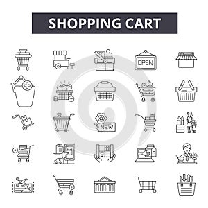 Shopping cart line icons, signs, vector set, linear concept, outline illustration